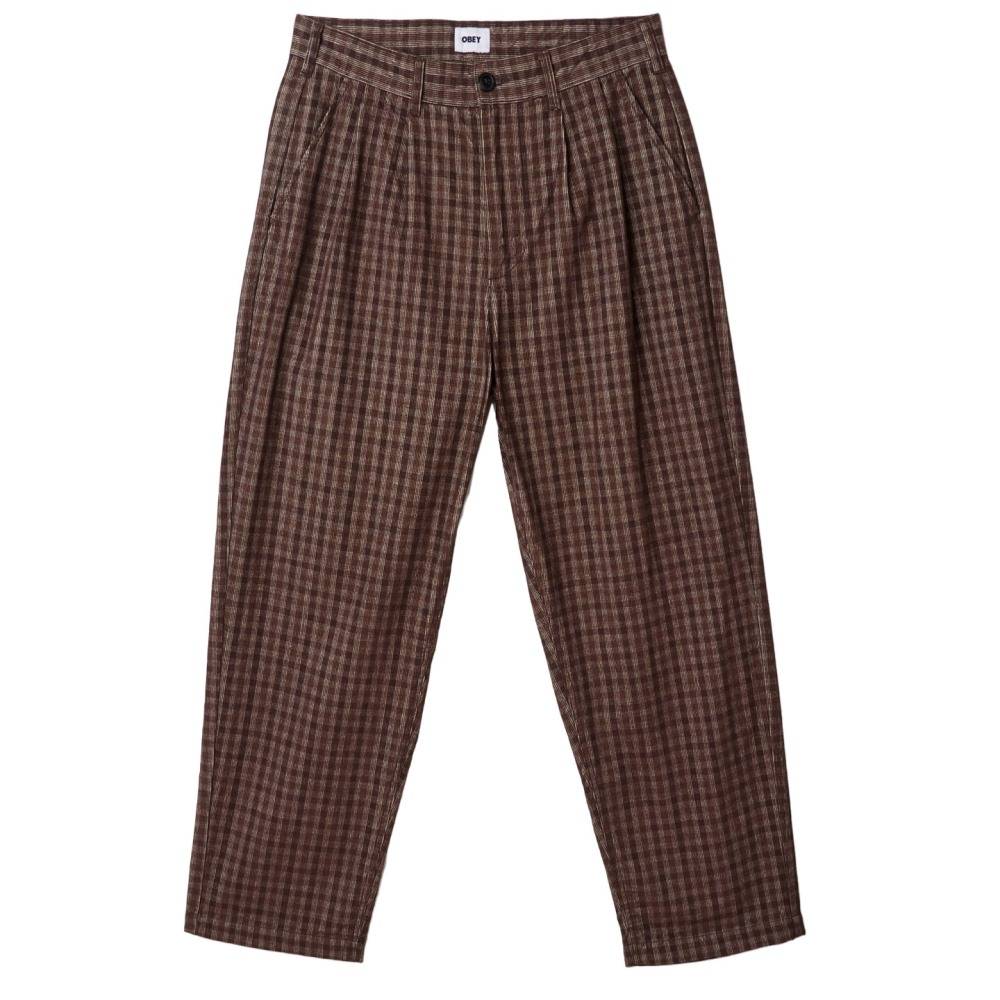 OBEY FUBAR PLEATED PLAID CORD PANT