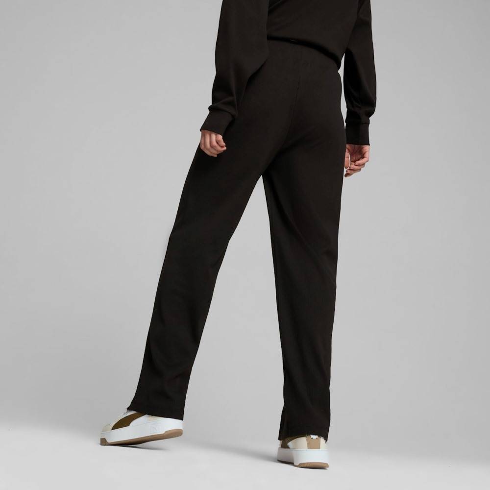 PUMA ESS ELEVATED HIGH-WAIST STRAIGHT LEG PANTS