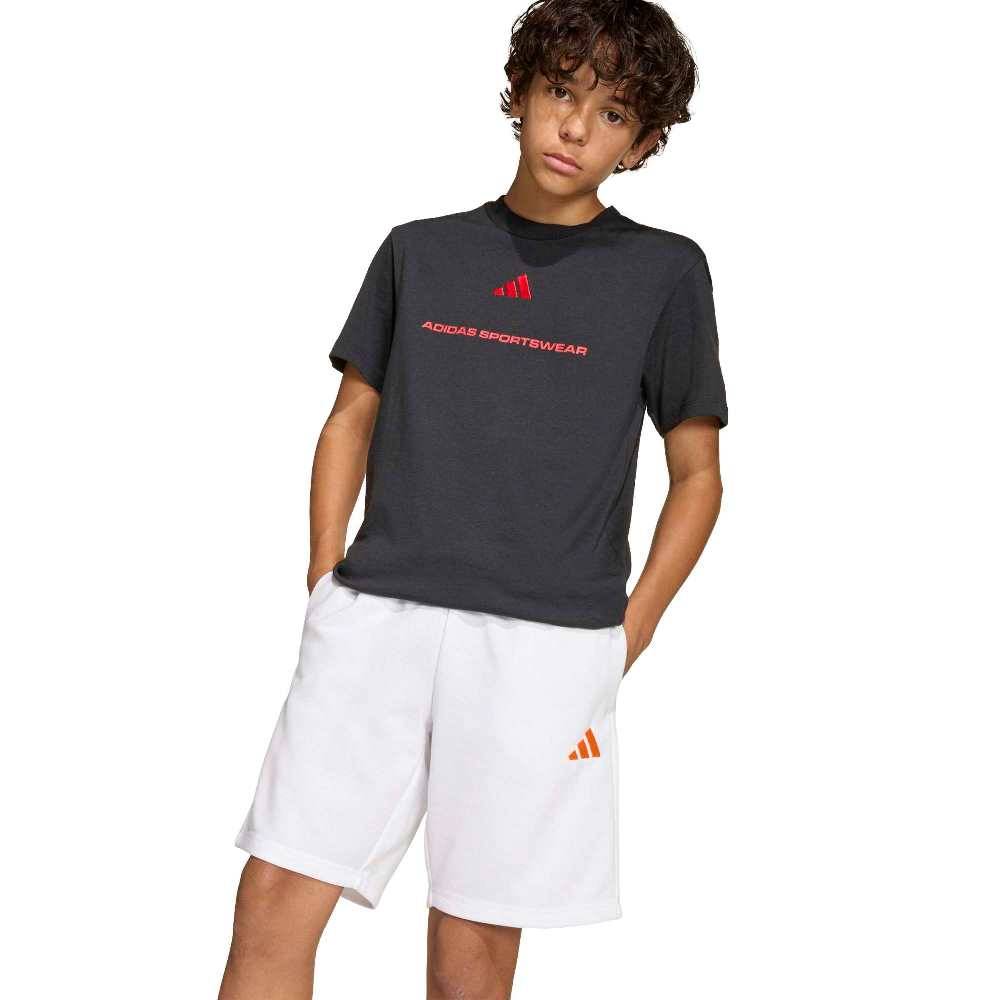 ADIDAS BOYS FRENCH TERRY SLOGAN SHORTS