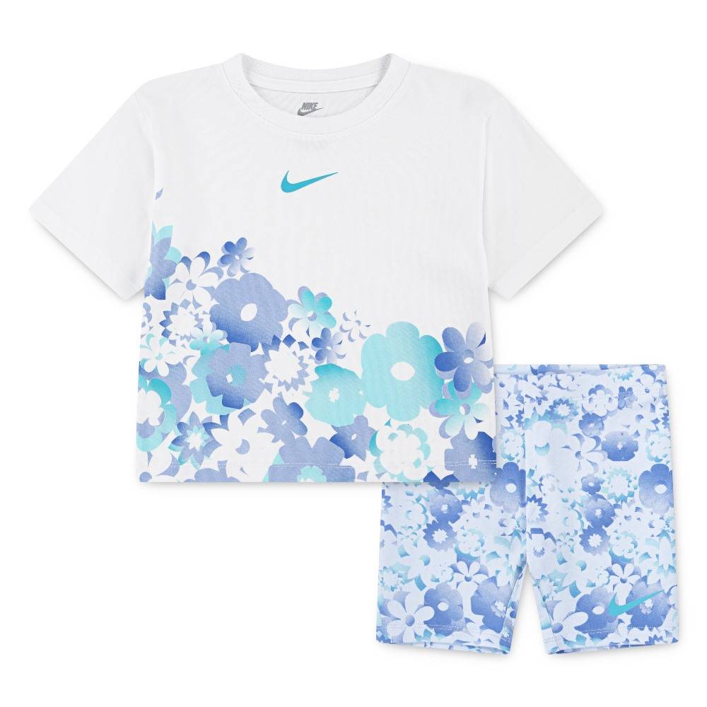 NIKE LITTLE GIRLS FLOW-RAL AOP BIKE SHORT SE
