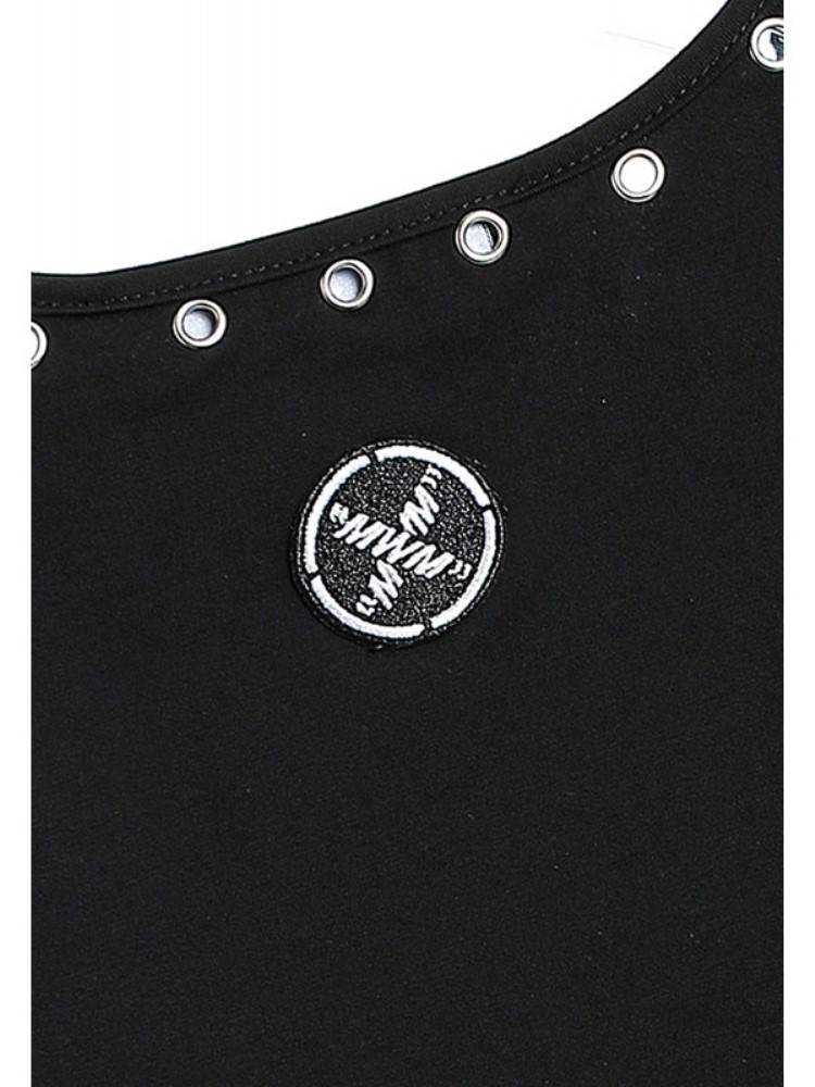 MWM BLACK SLIM BODYSUIT STUDDED NECKLINE