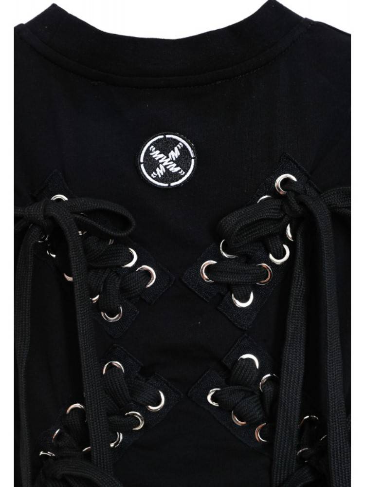 MWM BLACK CORSET TEE WOMEN CORDS BACK LOGO