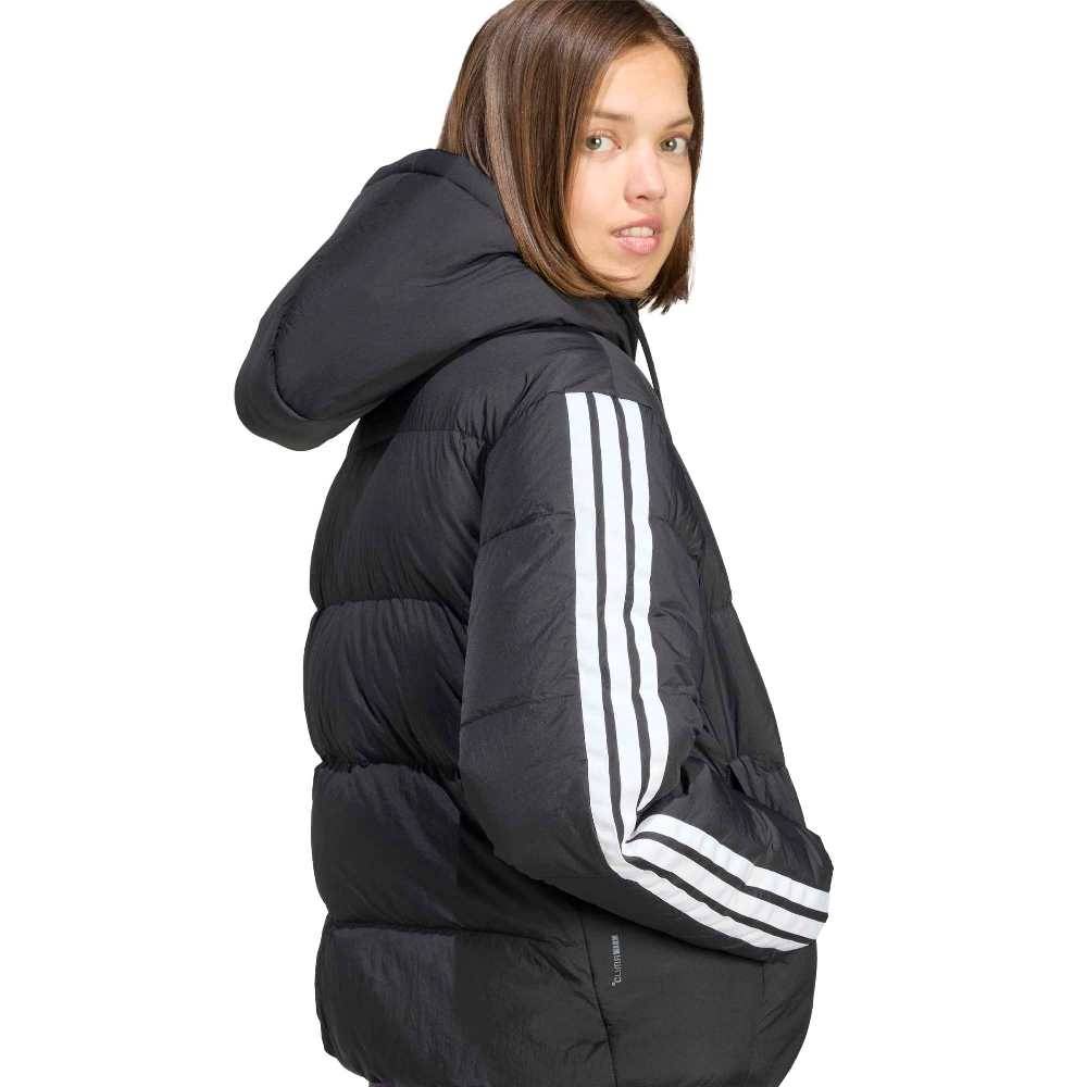 ADIDAS ESSENTIALS CLIMAWARM 3 STRIPES PUFFER DOWN HOODED JACKETS