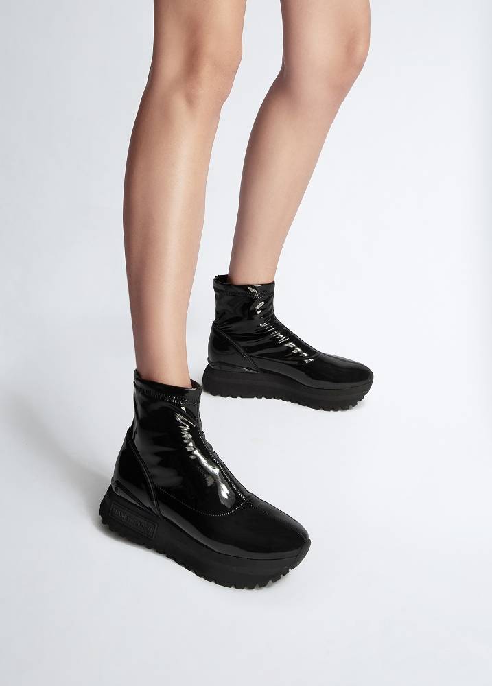 LIU JO MAXI WONDER 50 - MID SNEAKER PATENT STRETCH BOOT