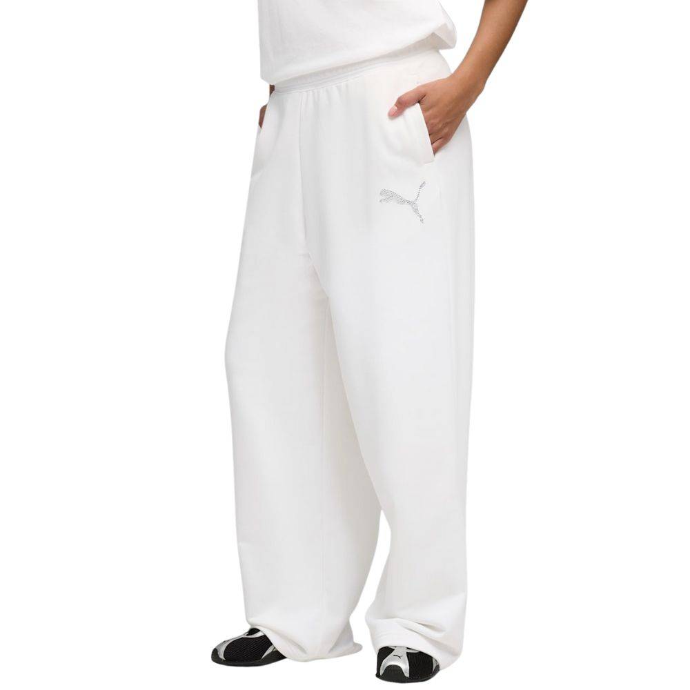 PUMA ESS GRAPHIC LEO LUXE BEDAZZLED SLOUCHY PANTS TR