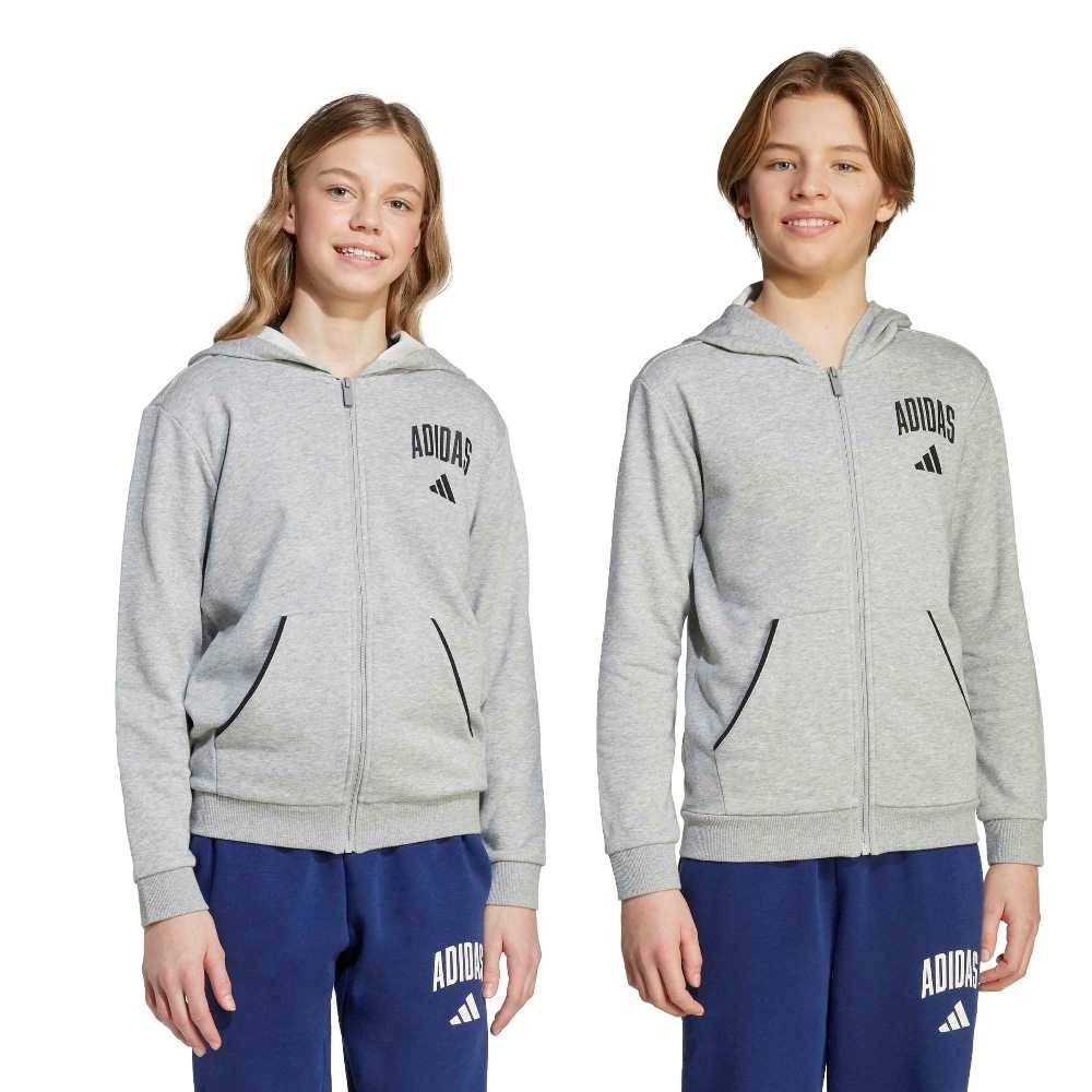 ADIDAS YOUTH SEASONALS ESSENTIALS COLLEGIATE TYPOGRAPHY FULL ZIP HOODY