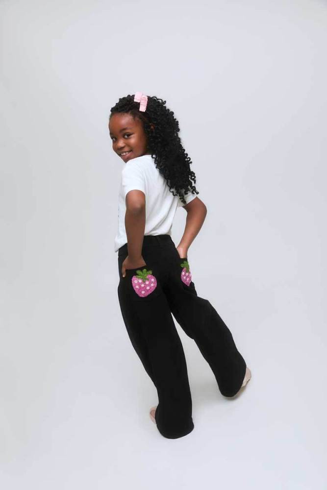 COMPANIA FANTASTICA DENIM TROUSER WITH STRAWBERRY POCKET