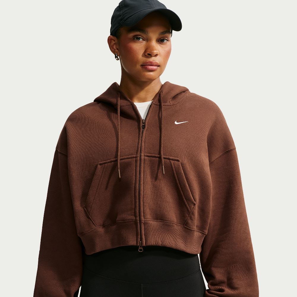 NIKE STUDIO FLEECE OVERSIZED CROPPED FULL-ZIP HOODIE