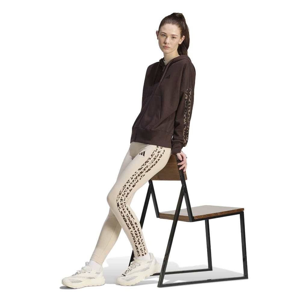 ADIDAS SEASONAL ESSENTIALS ANIMAL PRINT 3-STRIPES FULL-ZIP HOODED TRACK TOP