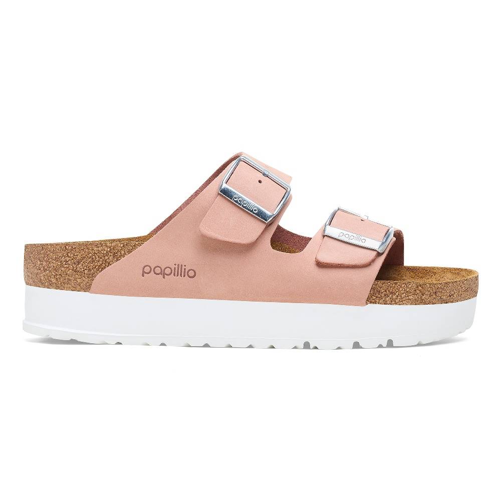 BIRKENSTOCK PAPILLIO ARIZONA PLATFORM FLEX NUBUK LEATHER NARROW