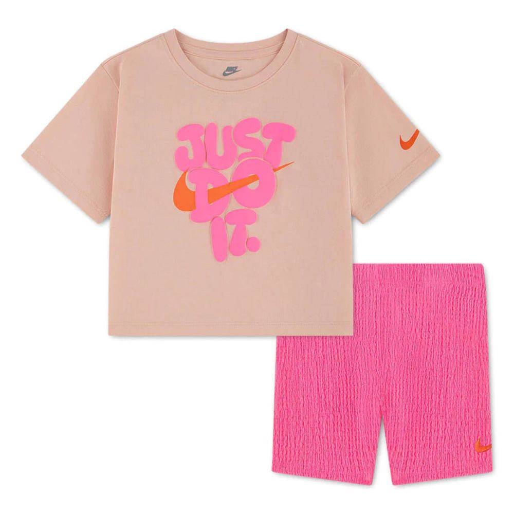NIKE LITTLE GIRLS BOLD PLAY BIKE SHORT SET