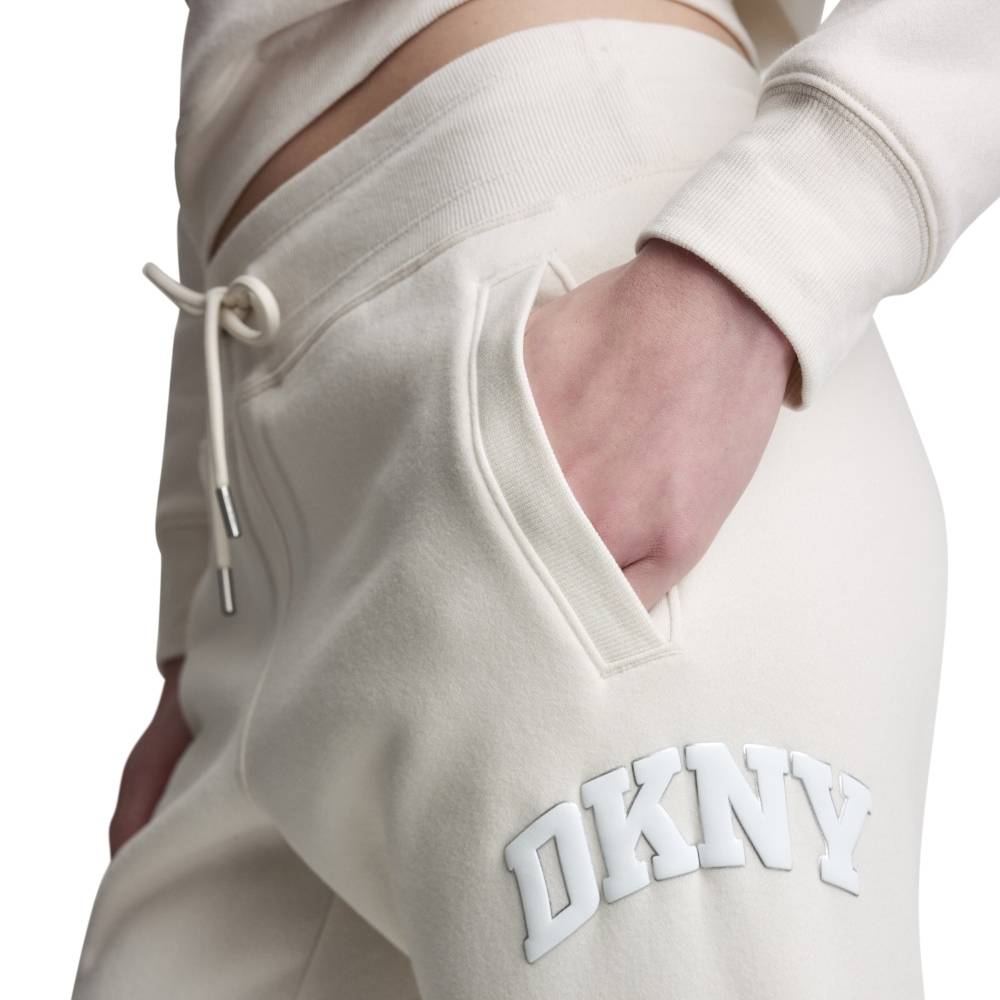 DKNY VARSITY LOGO MID RISE RIB WAIST AND CUFF JOGGER