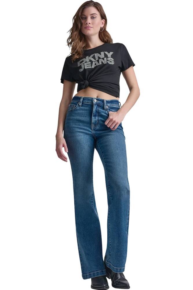 DKNY JEANS STACKED RHINESTONE DOME TEE