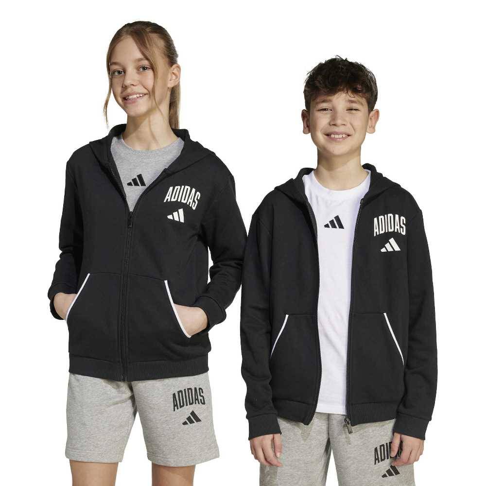 ADIDAS YOUTH SEASONALS ESSENTIALS COLLEGIATE TYPOGRAPHY FULL ZIP HOODY