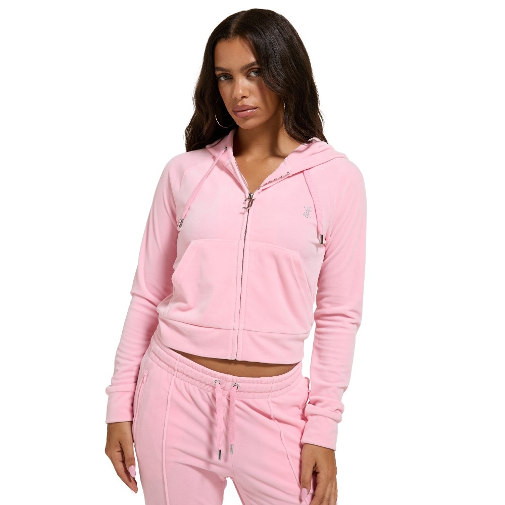 JUICY COUTURE MADISON DIAMANTE VELOUR ZIP-THROUGH HOODIE