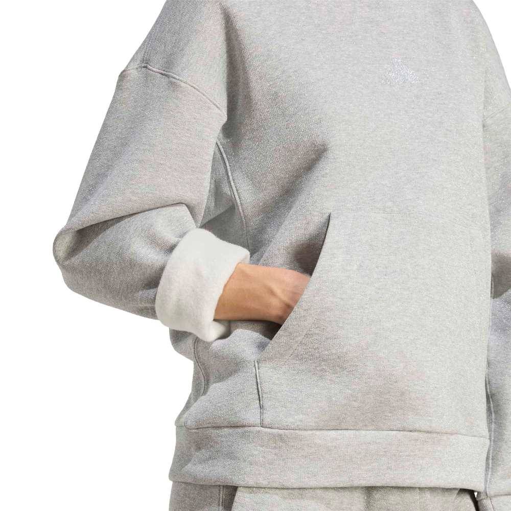 ADIDAS ALL SZN HOLIDAY GLITTER FLEECE LOOSE HOODIE