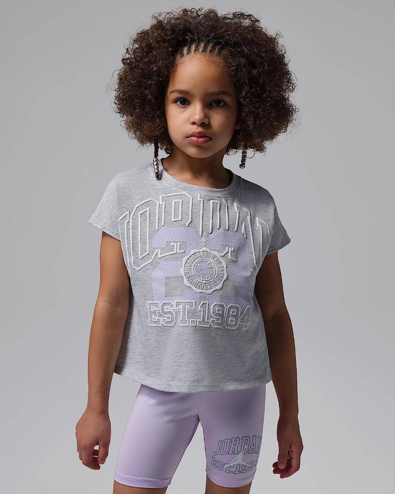 NIKE JORDAN LITTLE GIRLS BOXY TEE BIKE SHORT SET