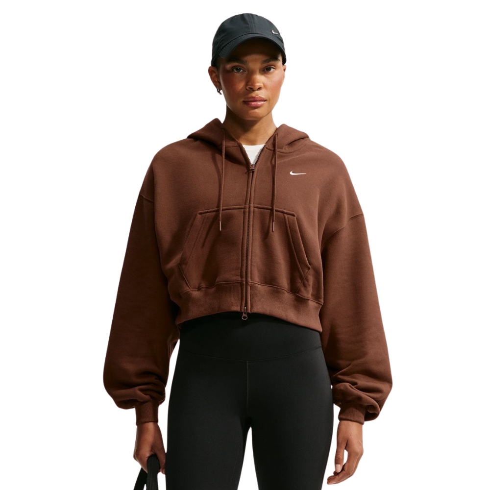 NIKE STUDIO FLEECE OVERSIZED CROPPED FULL-ZIP HOODIE