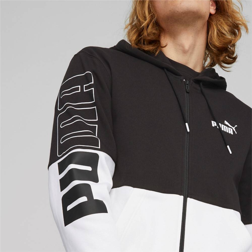 PUMA POWER COLORBLOCK FULL-ZIP FLEECE HOODIE