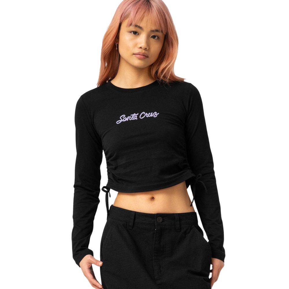 SANTA CRUZ LOVE SCRIPT STRIP TIE LS TOP