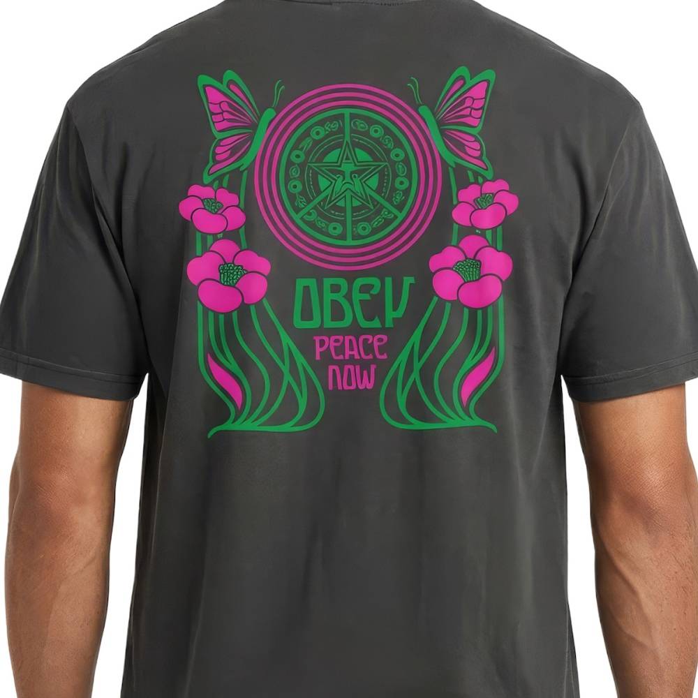 OBEY PEACE NOW BUTTERFLIES TEE