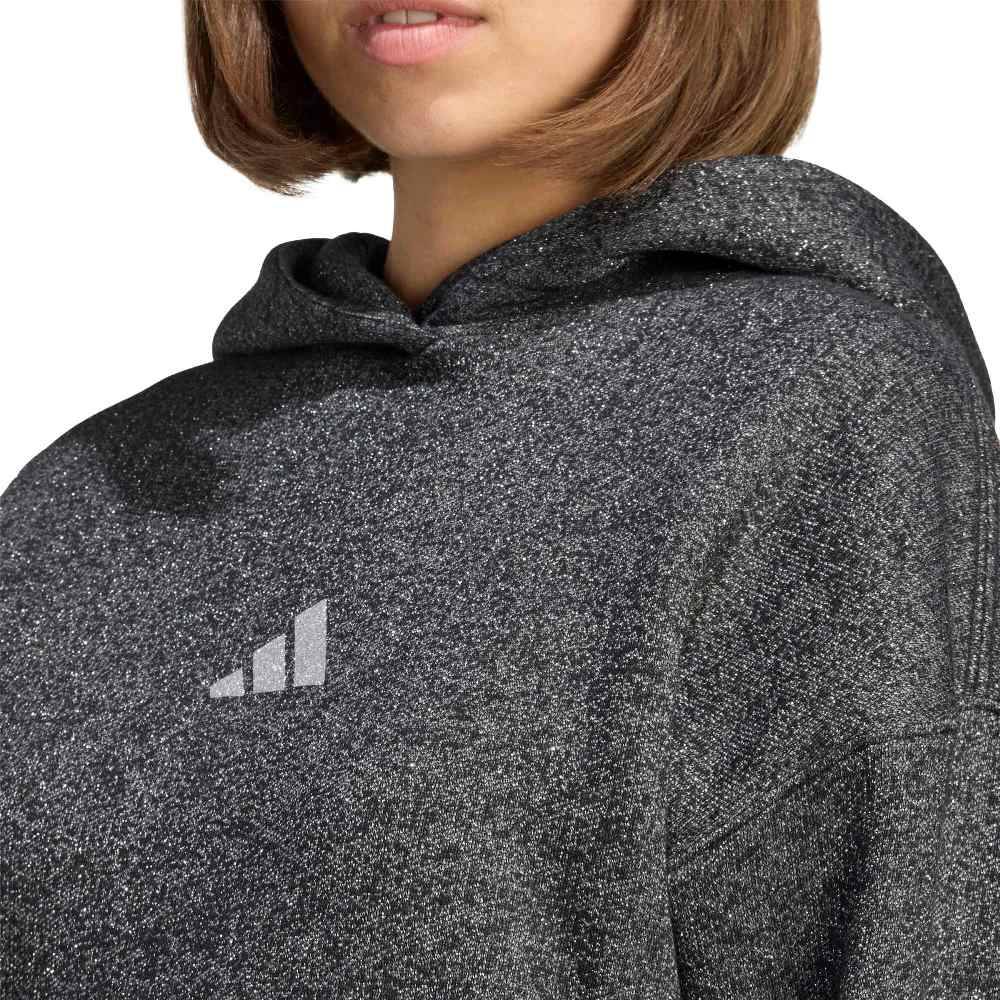 ADIDAS ALL SZN HOLIDAY GLITTER FLEECE LOOSE HOODIE