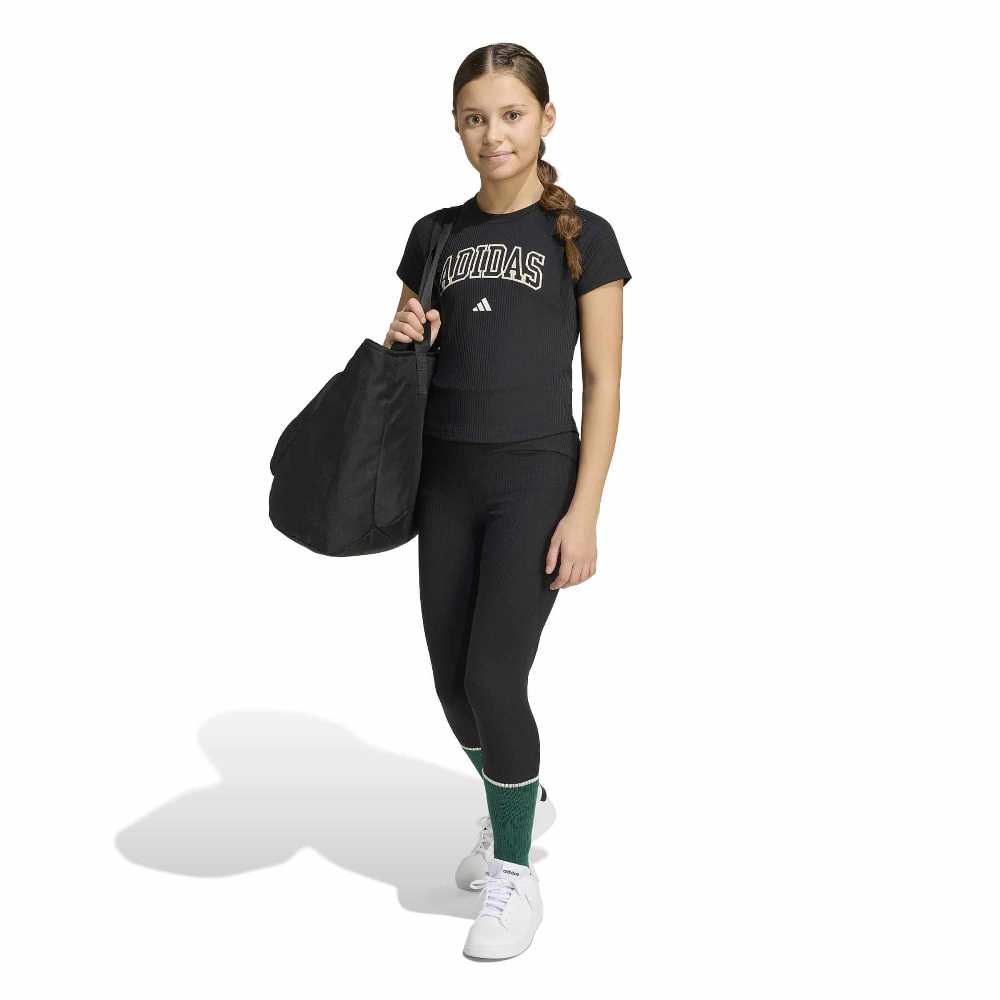 ADIDAS GIRLS SPORT SEASONALS COLLEGIATE TYPOGRAPHY LEGGINGS
