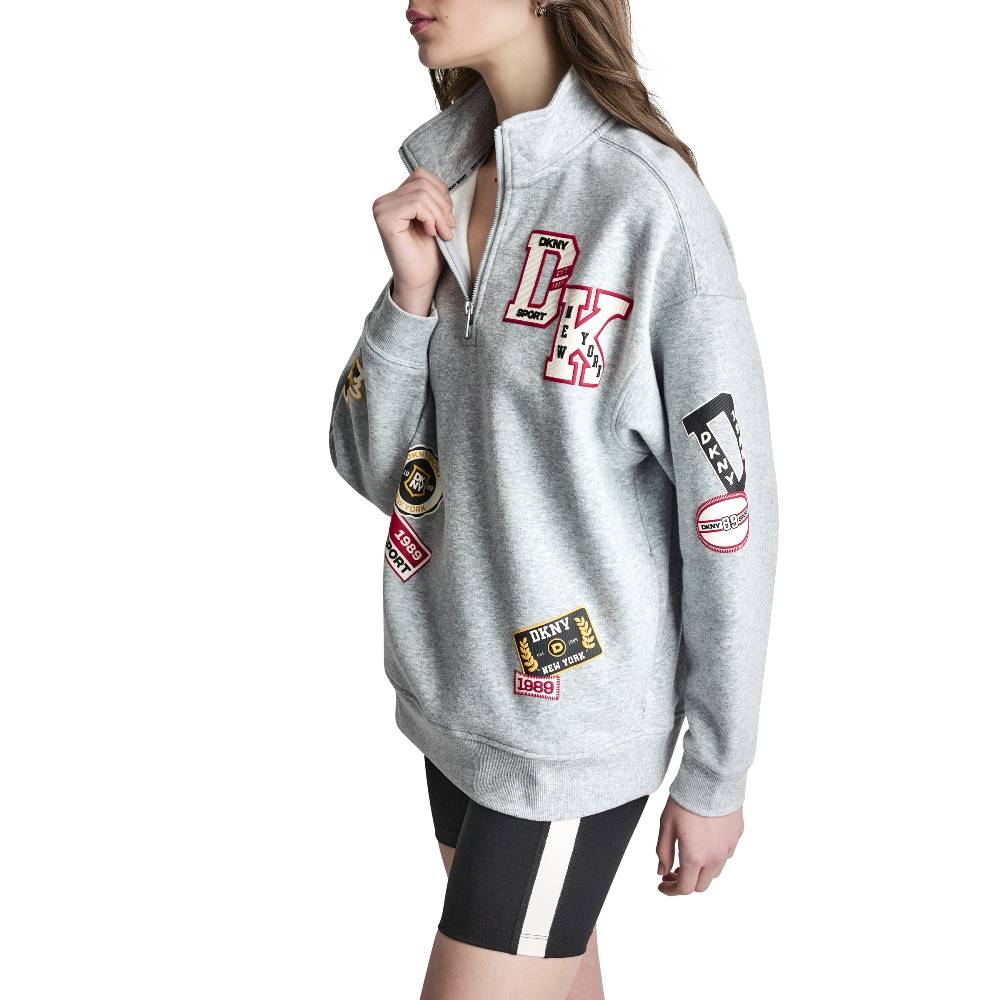 DKNY CAMPUS PATCH OVERSIZED QUARTER-ZIP