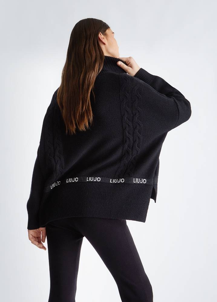 LIU JO TURTLENECK WITH LOGO HEM