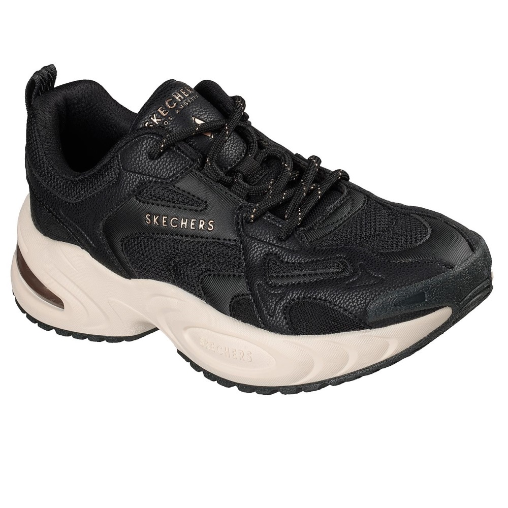 SKECHERS UNO RYZE DURALEATHER OVERLAYS AND MESH LACE UP FASHION SNEAKER