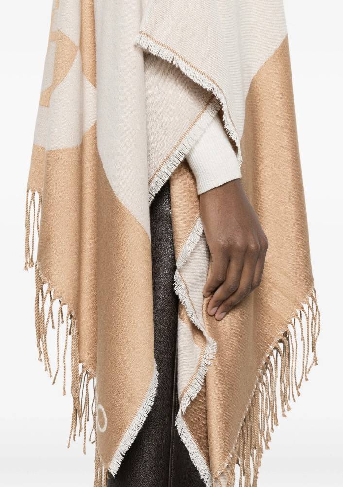 LIU JO PONCHO WITH LOGO AND FRINGES