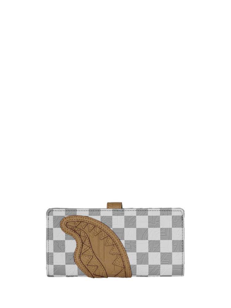 SPRAYGROUND EMBOSSED CHECK CREAM FOLD WALLET