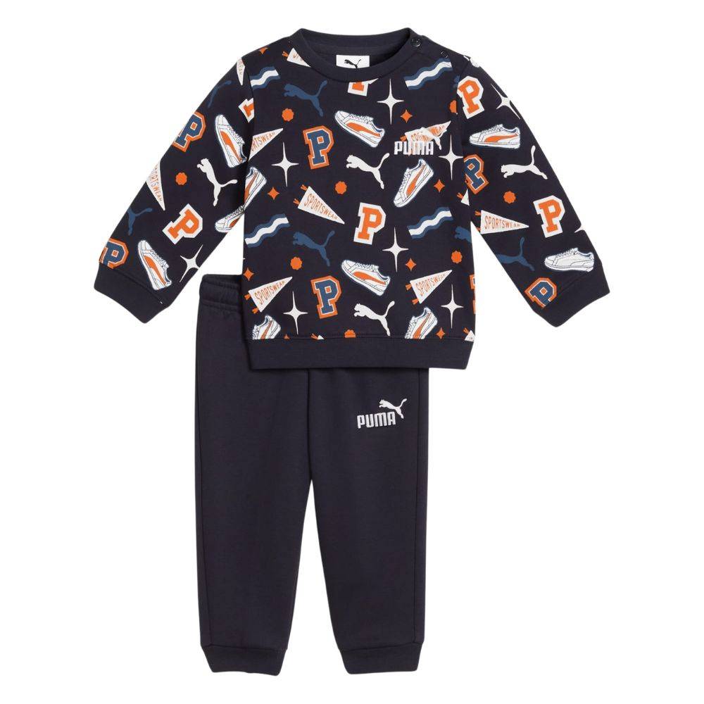 PUMA MINICATS AOP CREW SET FLEECE INF