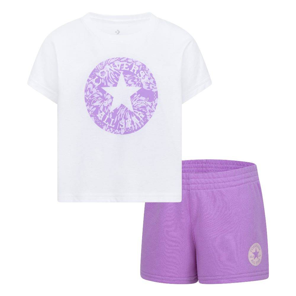 CONVERSE GIRLS FLORAL TEE & SHORT SET