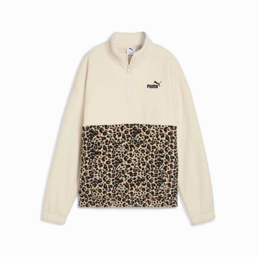 PUMA ESS GRAPHIC ANIMAL RELAXED HALF-ZIP CREW