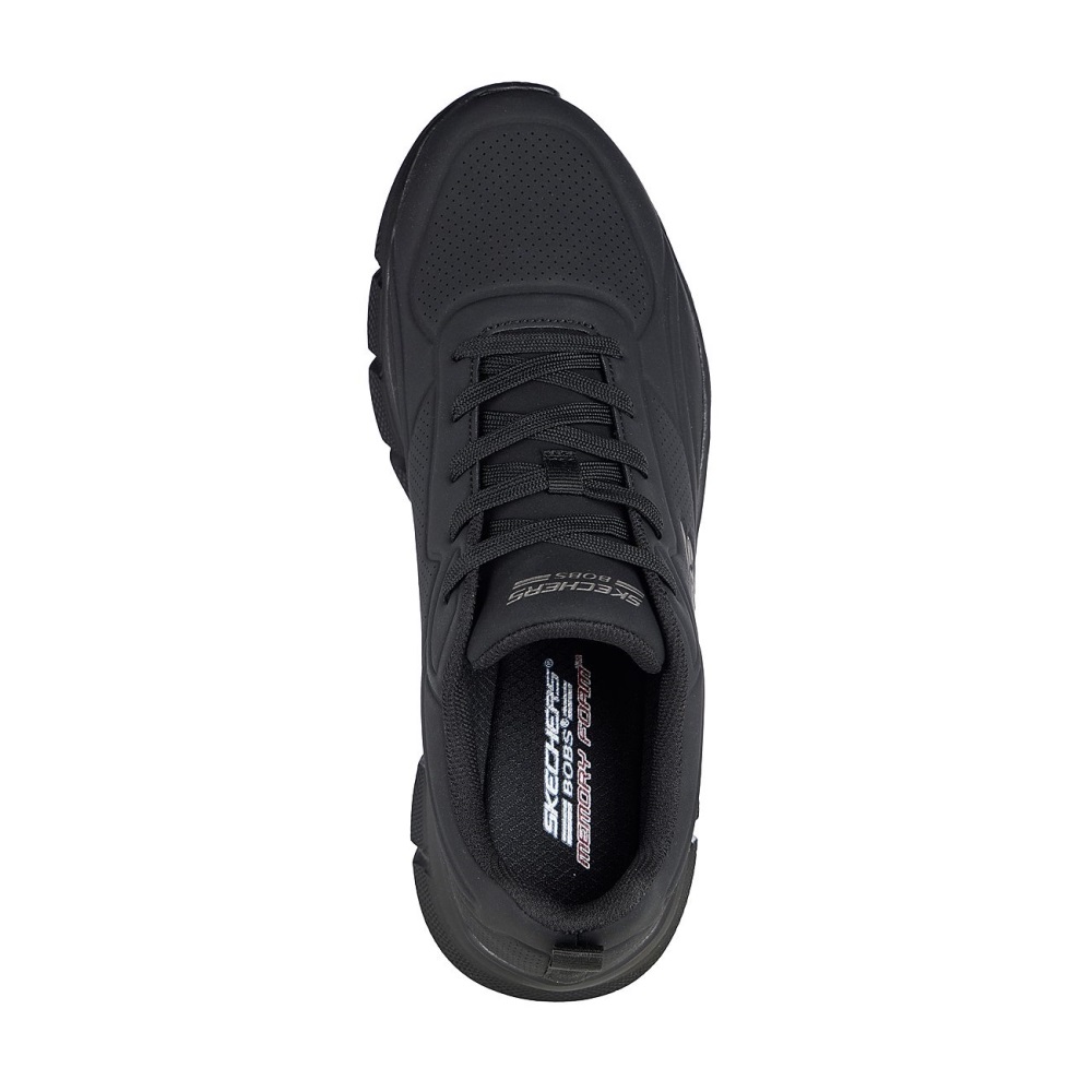 SKECHERS MENS BOBS B FLEX - DEBOSSED LACE UP PU SNEAKER