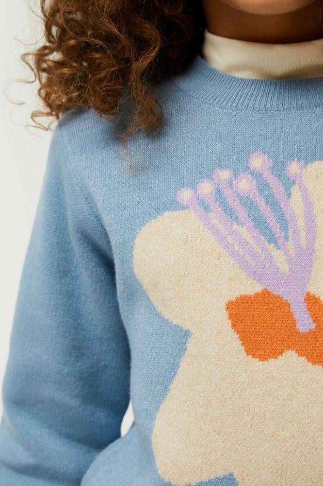 COMPANIA FANTASTICA GIRLS KNIT SWEATER WITH CALATEA FLOWER PRINT
