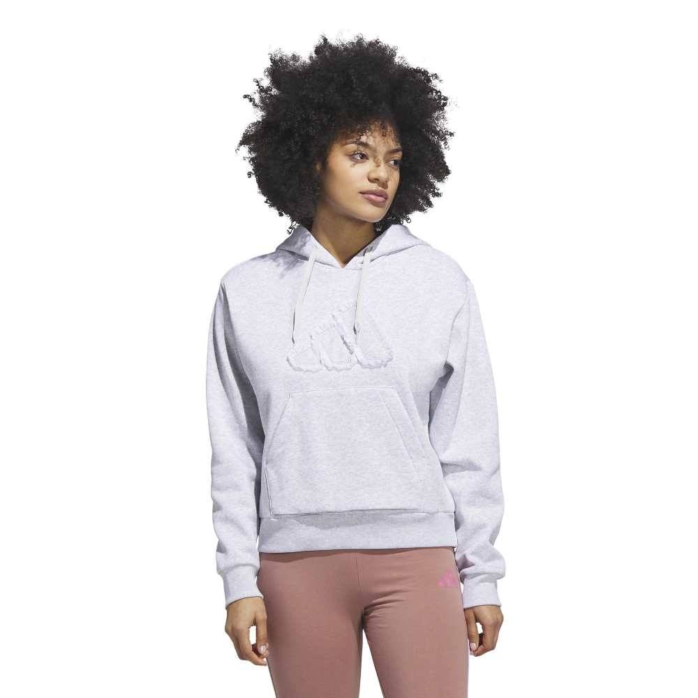 ADIDAS SEASONAL ESSENTIALS RUFFLED BIG LOGO GRAPHIC HOODIE