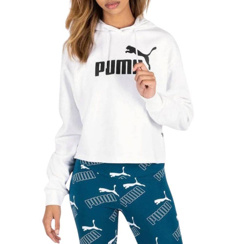 PUMA ESSENTIALS WOMENS CROPPED LOGO HOODIE