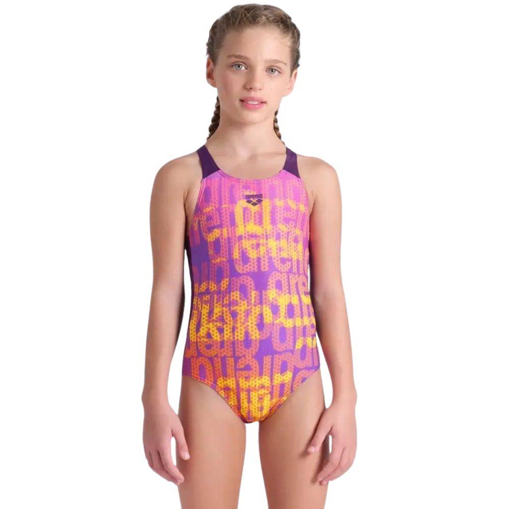 ARENA GIRL'S MULTI COLOURS SWIMSUIT V BACK