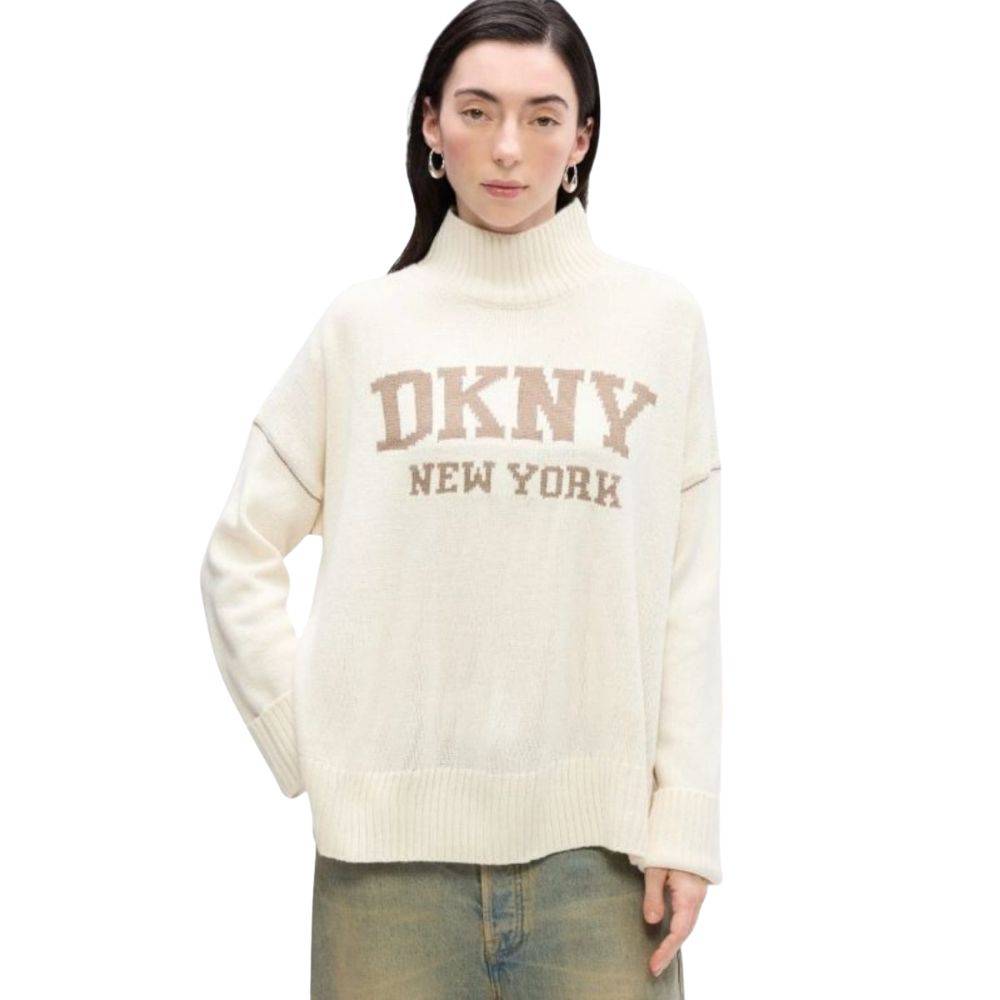 DKNY INTARSIA LOGO TURTLE TOP