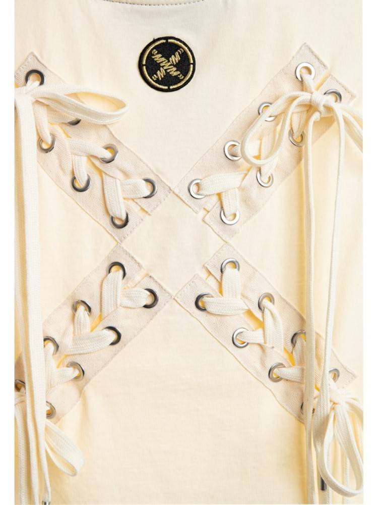 MWM BLACK CORSET TEE WOMEN CORDS BACK LOGO