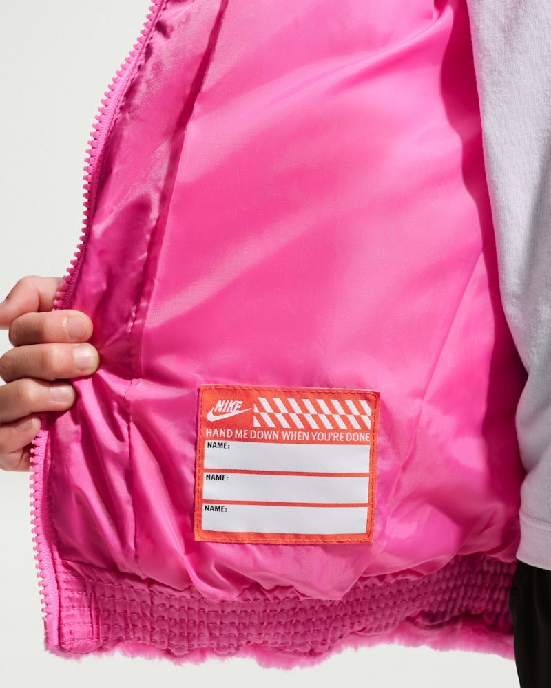 NIKE LITTLE KIDS QUILTED FAUX FUR JKT
