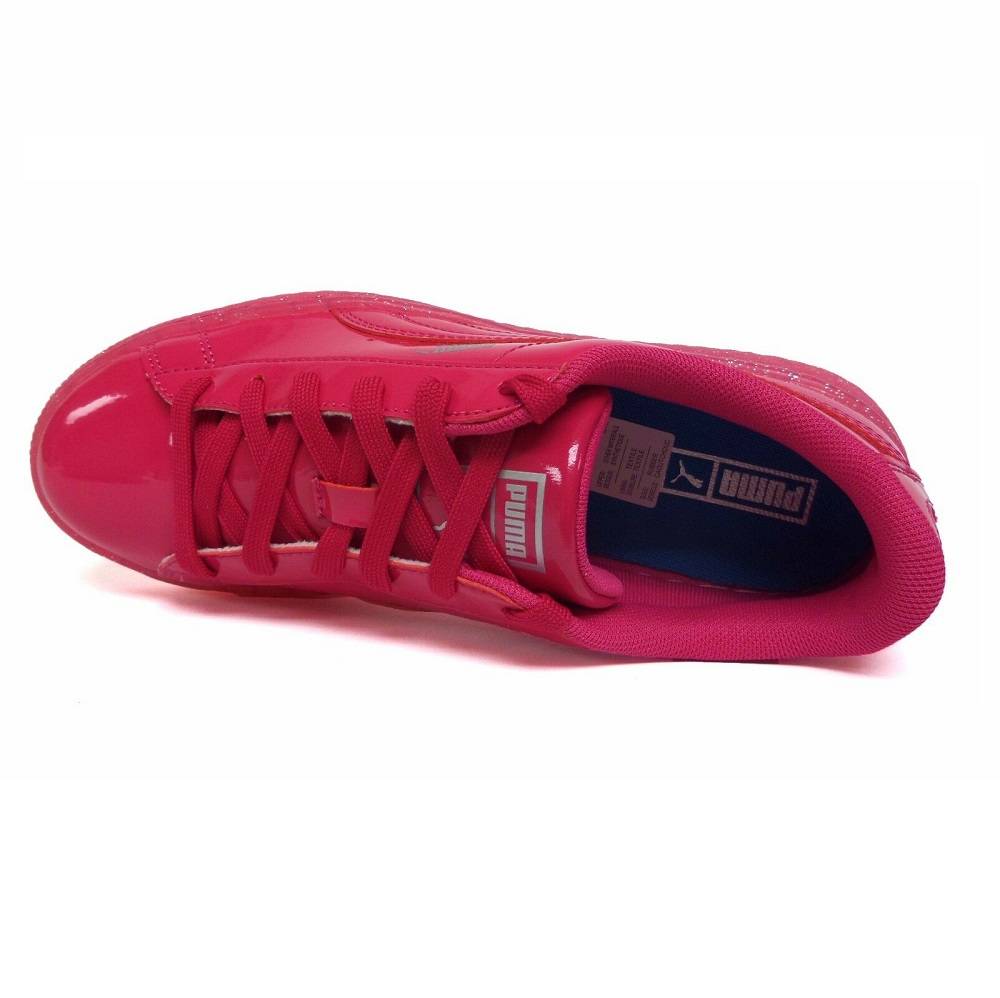 PUMA GIRLS BASKET PATENT GLITTER SHOES