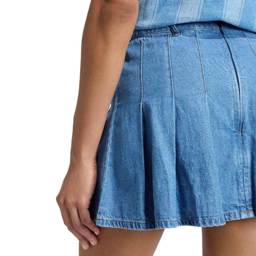 ADIDAS ORIGINALS DENIM PLEATED SKIRT