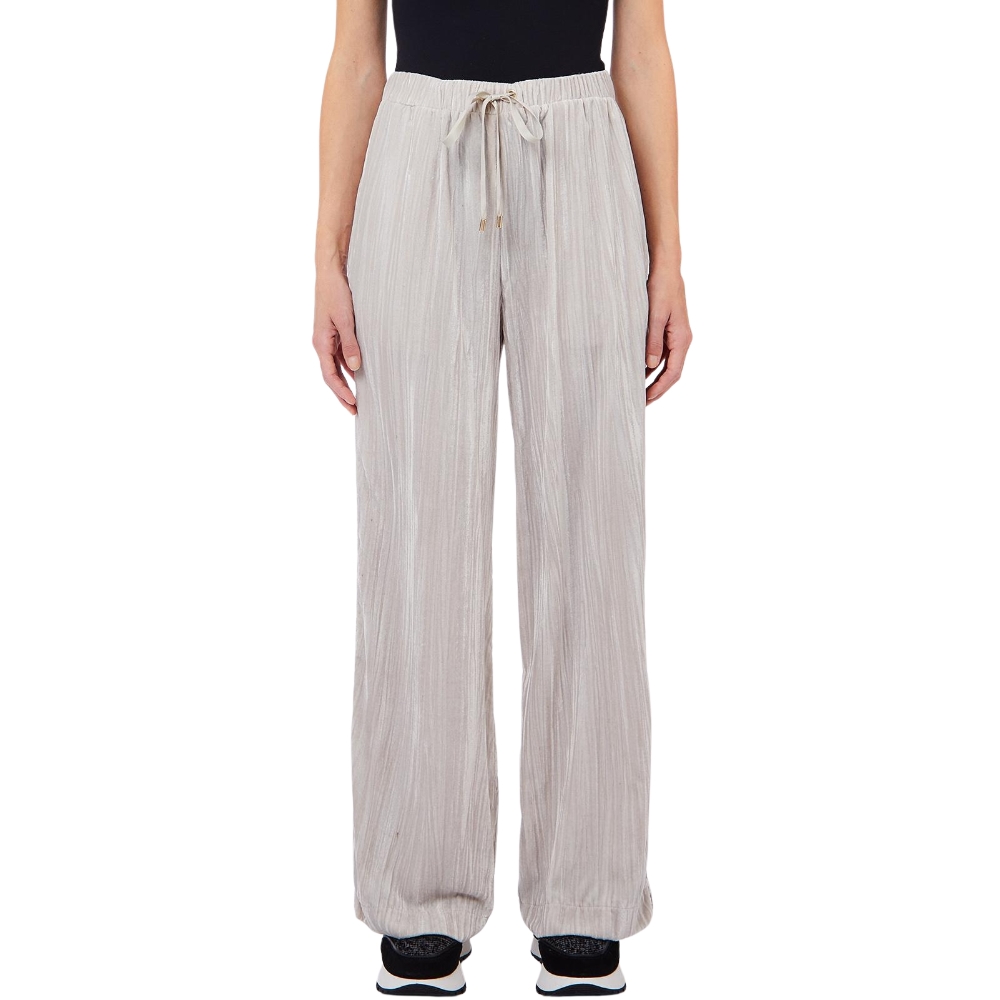 LIU JO CRINKLE VELVET WIDE LEG TROUSERS