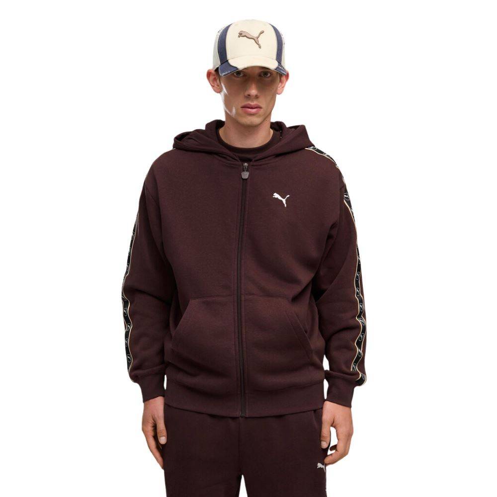 PUMA ESS ELEVATED TAPE RELAXED FULL-ZIP HOODIE FL