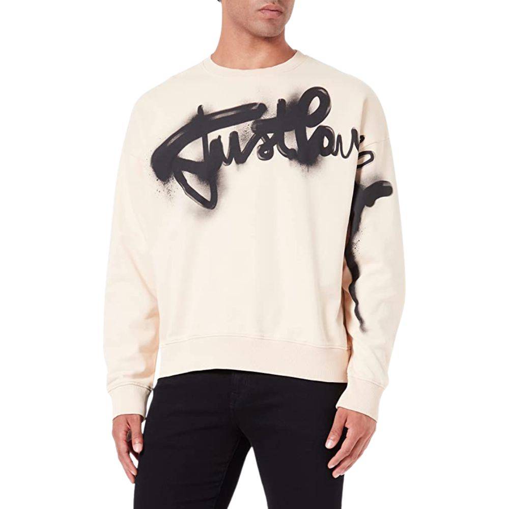 JUST CAVALLI SPRAY PRINT CREW SWEATSHIRT