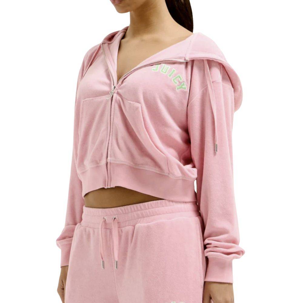 JUICY COUTURE NALA COLLEGATE OVERSIZED TERRY TOWELLING CROPPED HOODIE