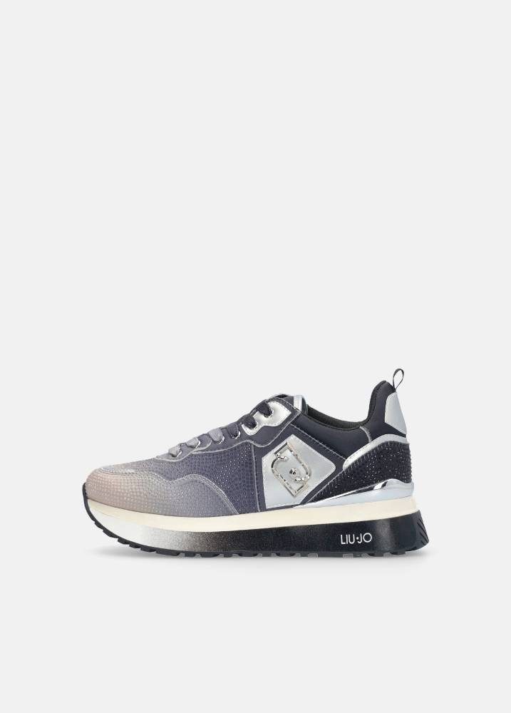 LIU JO MAXI WONDER PLATFORM SNEAKERS WITH ALL OVER RHINESTONES